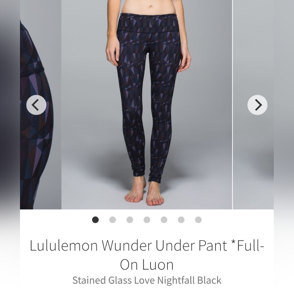 Lululemon 🍋 Wunder Under Pant - Stained Glass Love Nightfall Black. Size 8
